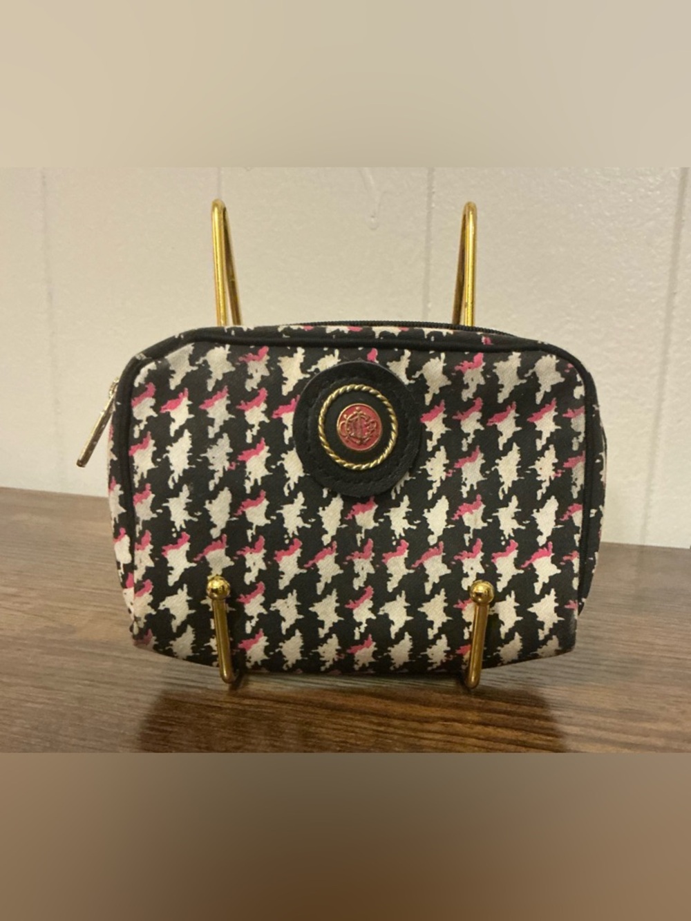 A Rare Plaid Print Vintage Christian Dior Zip Cosmetic Makeup Bag Pouch